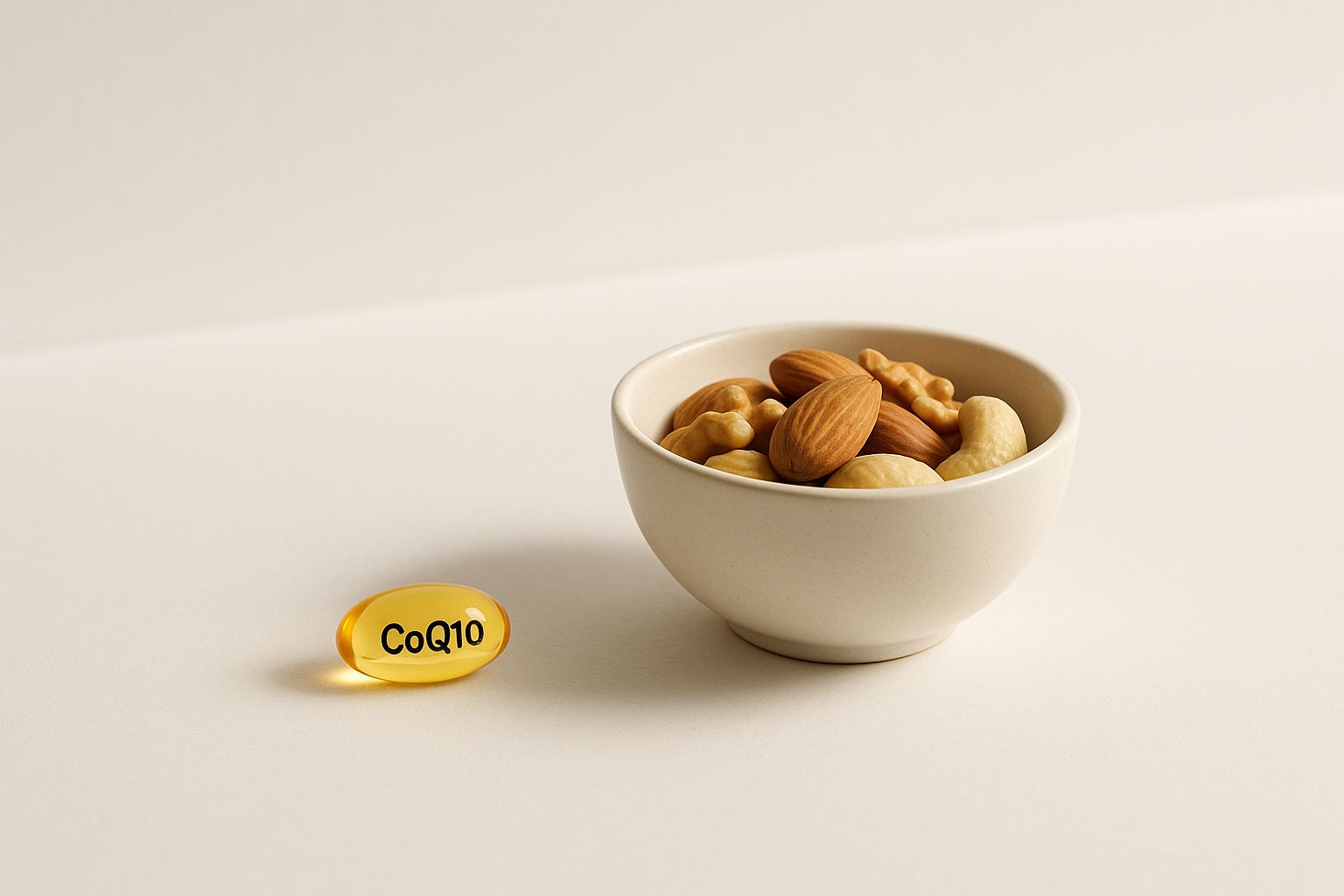 A person's hands holding a variety of different supplement capsules and pills over a clean, neutral background.