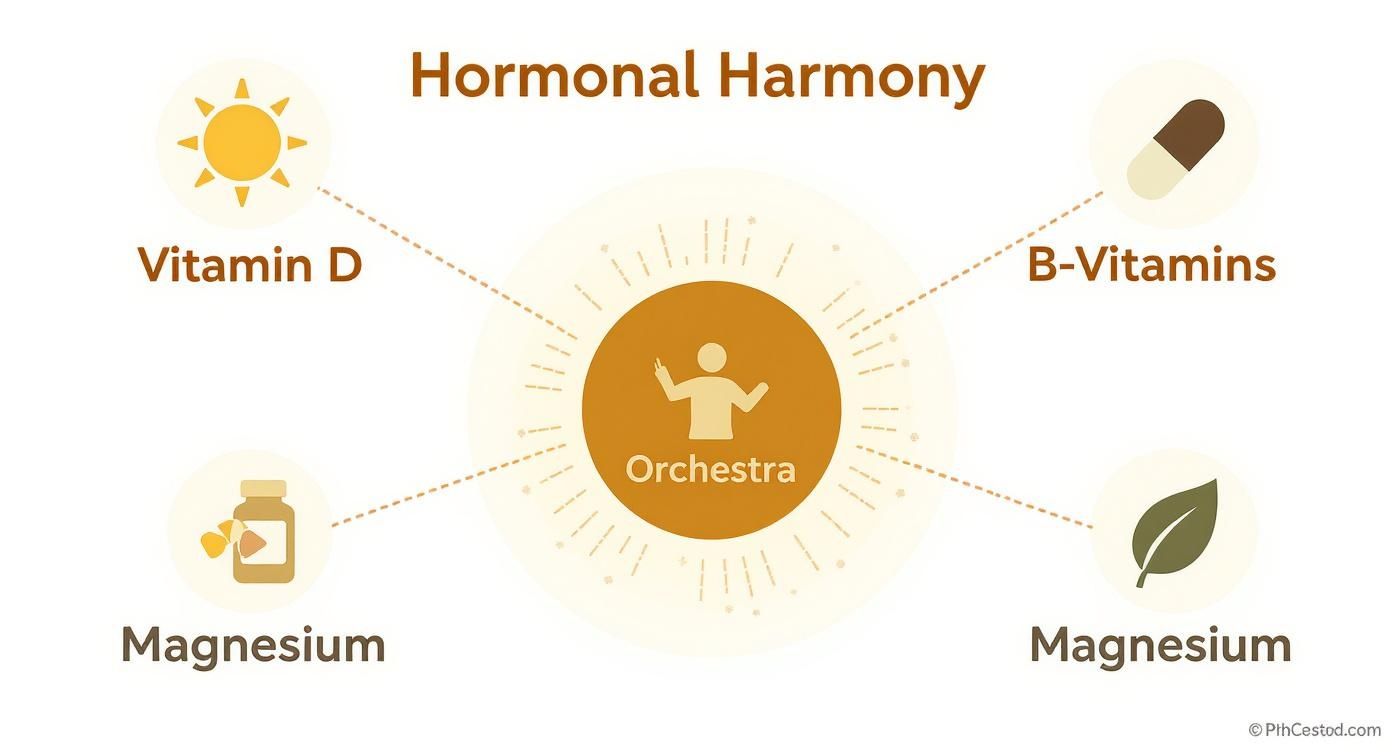 Infographic about vitamins balance female hormones