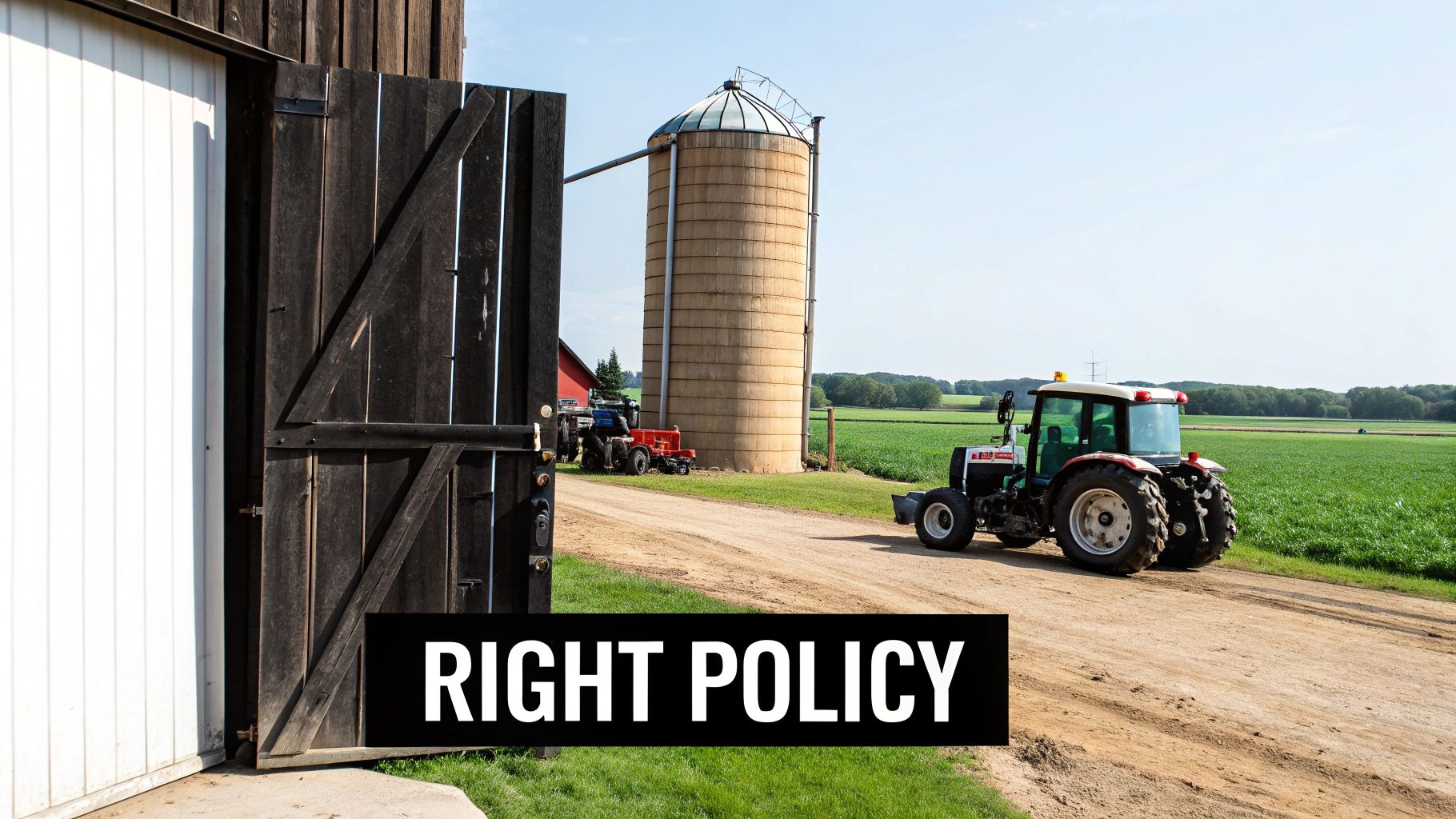 A tractor in a field, representing the business side of farming