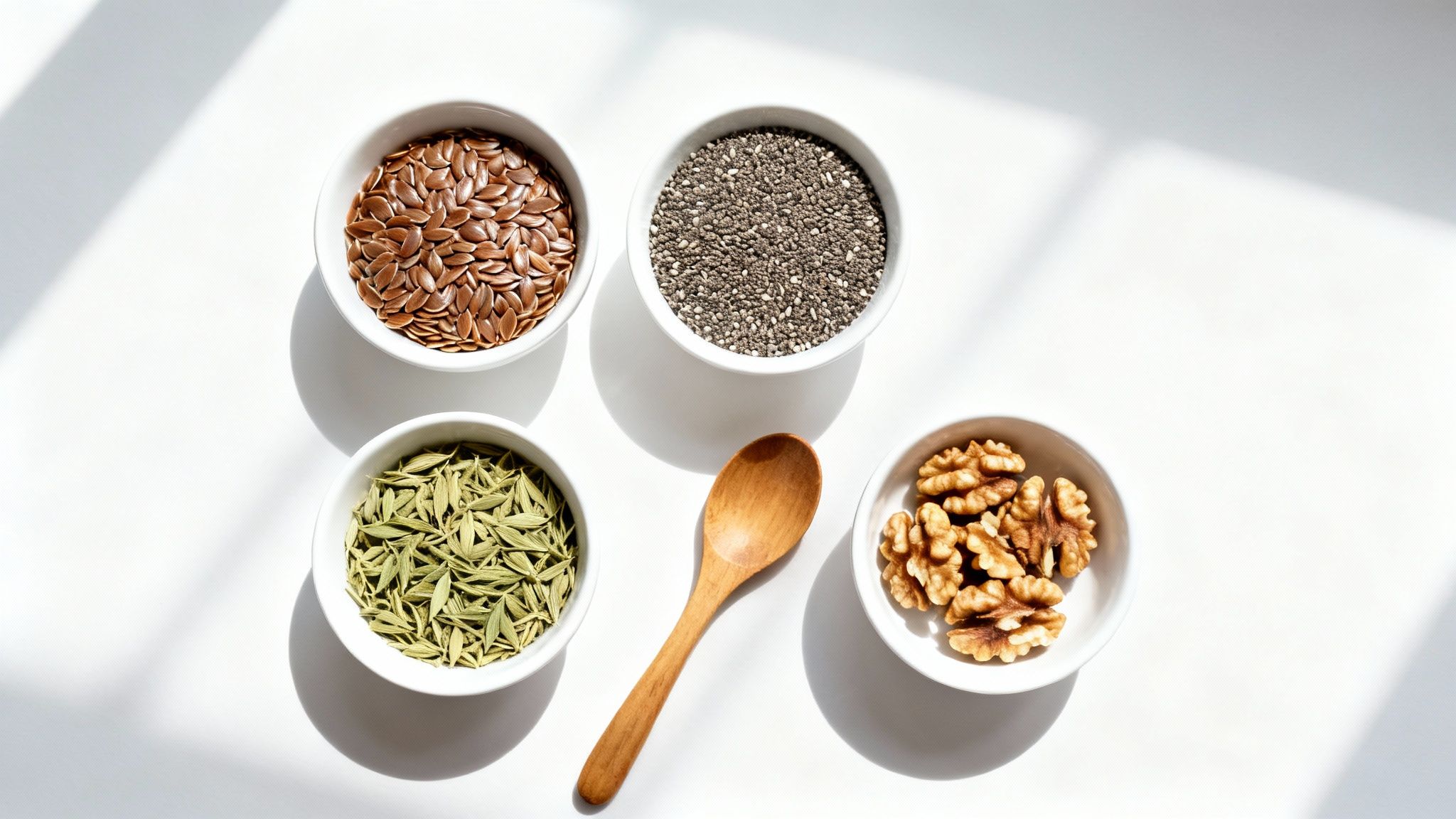 A bowl of seeds and nuts representing ALA sources for a vegan omega 3 diet