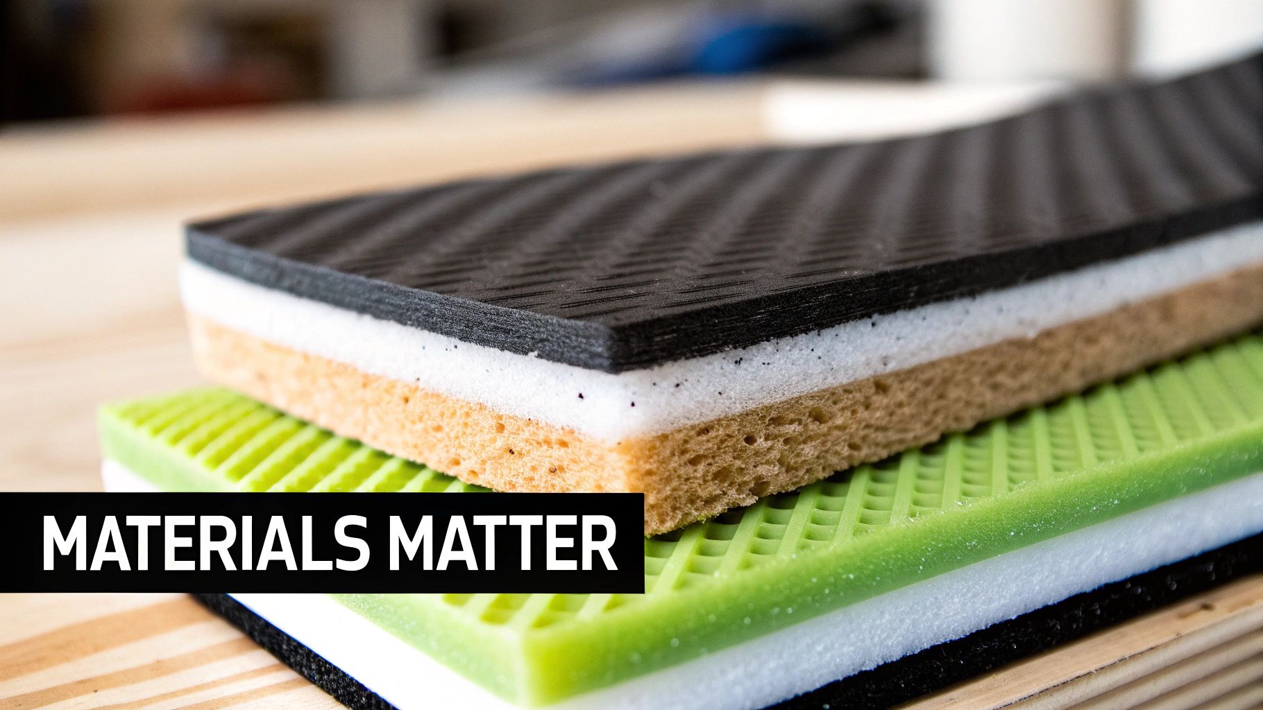 A close-up of the textured material on a modern football shin pad