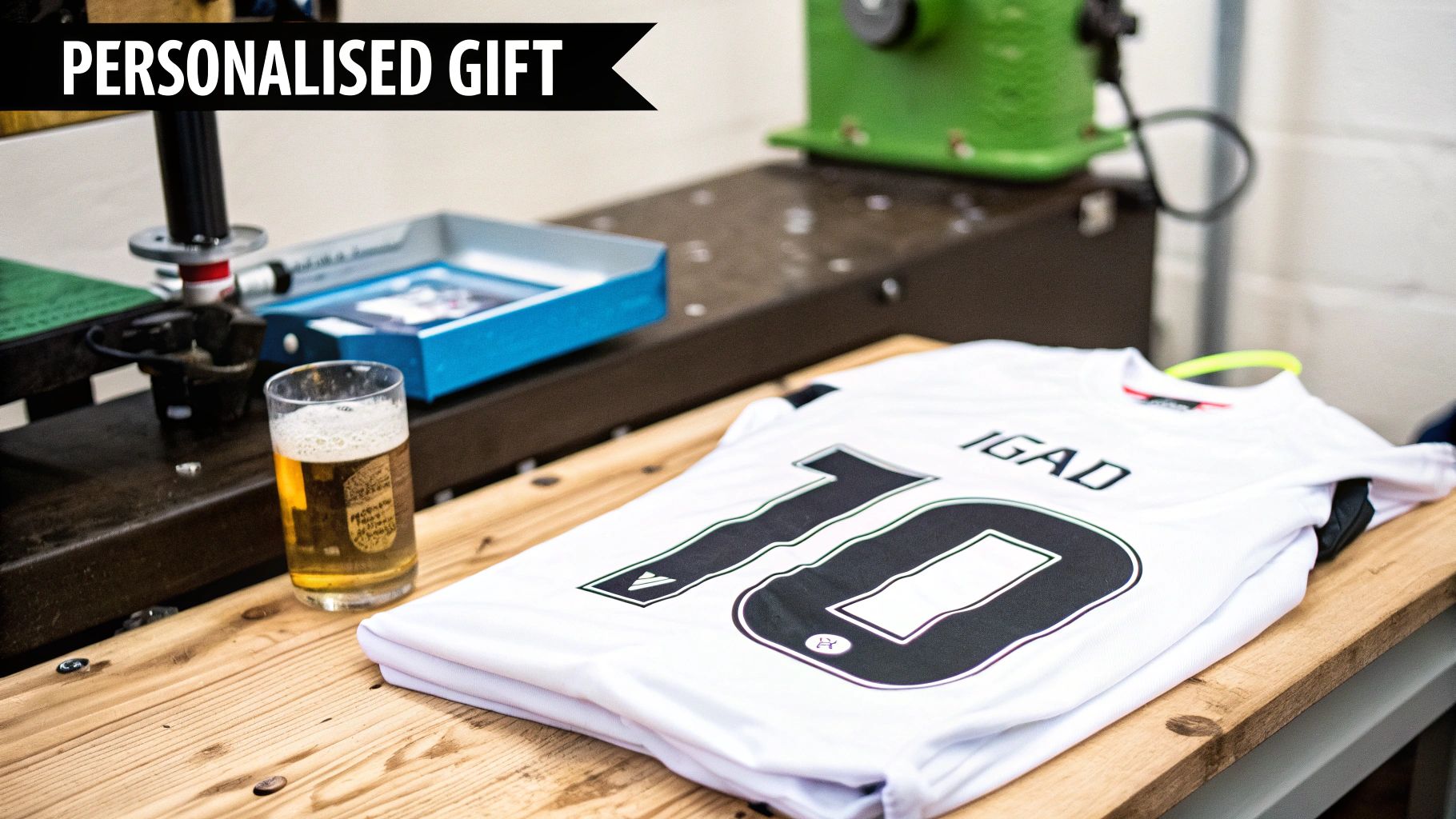 A close-up of a red Manchester United jersey with a name and number printed on the back.