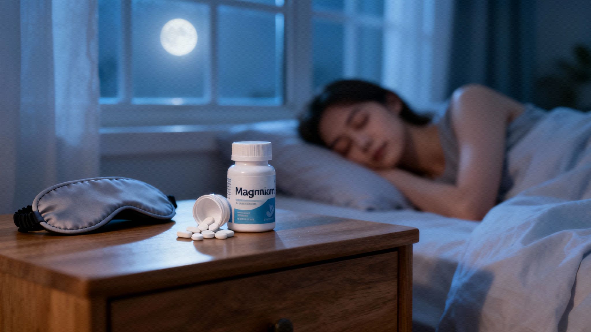 A calm person meditating in a green, natural setting, visually representing magnesium's relaxing properties.