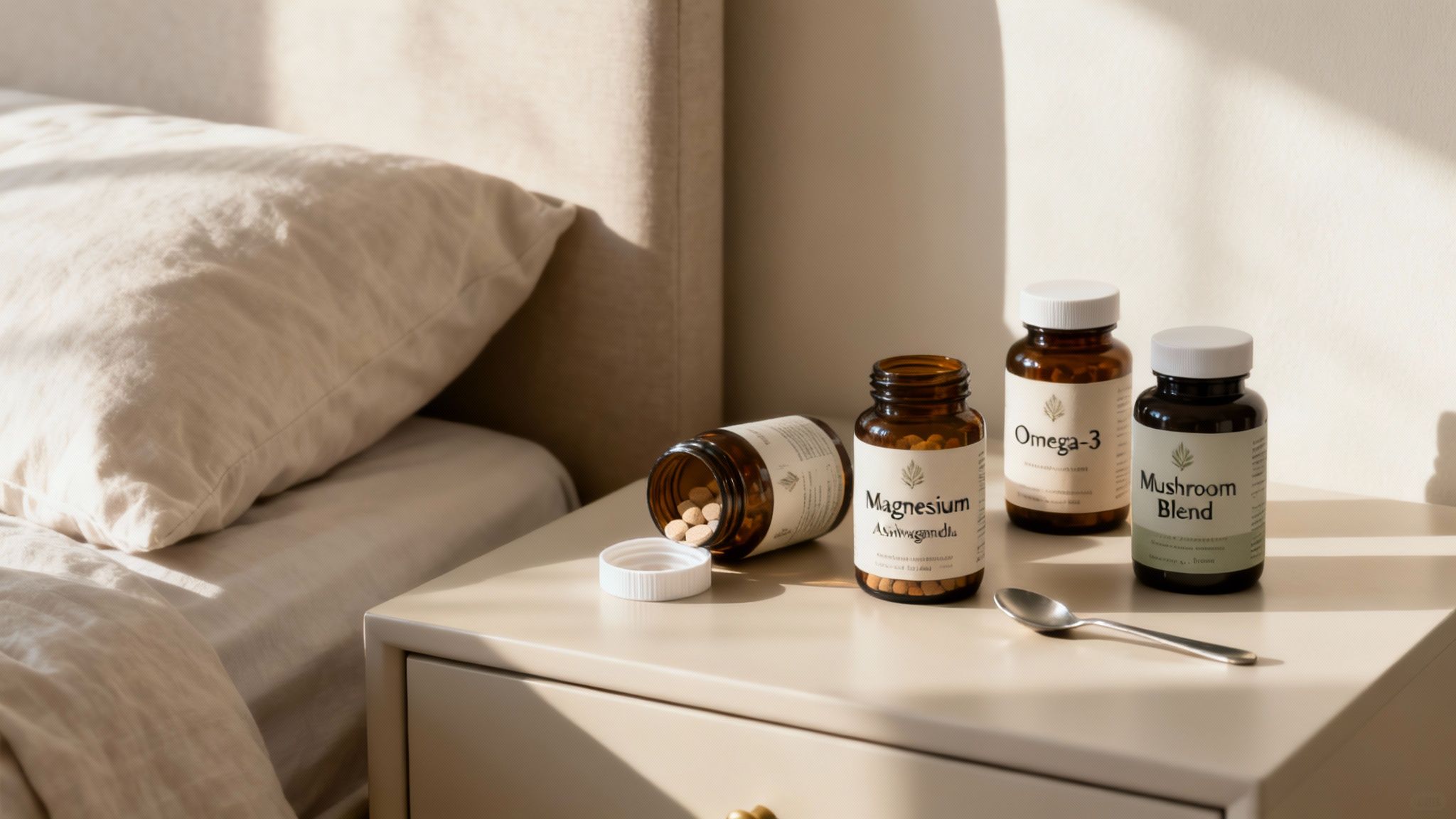 A person sleeping peacefully in a well-lit bedroom.
