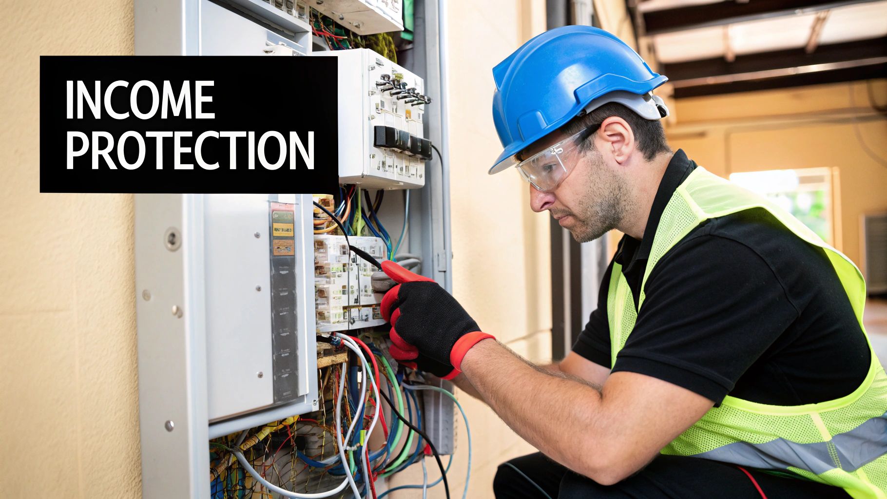 A construction worker in safety gear looking thoughtful on a building site.