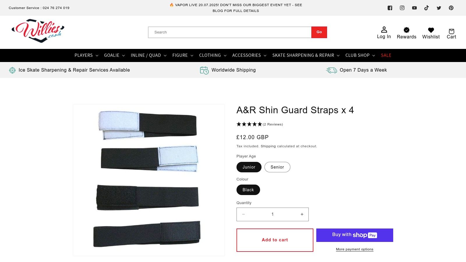 A&R Shin Guard Straps on Willies.co.uk