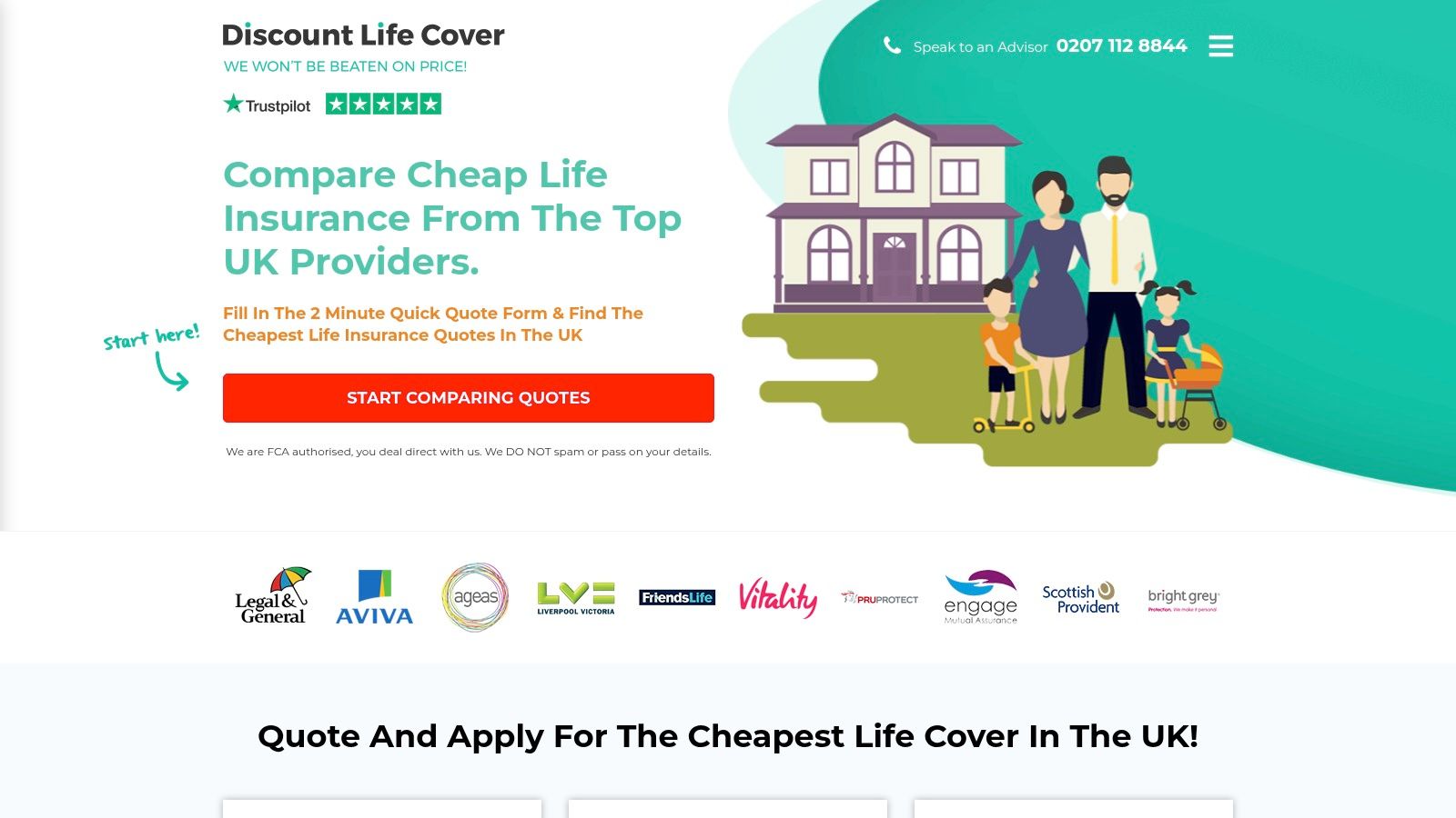 Discount Life Cover's website interface showcasing its straightforward quote process.