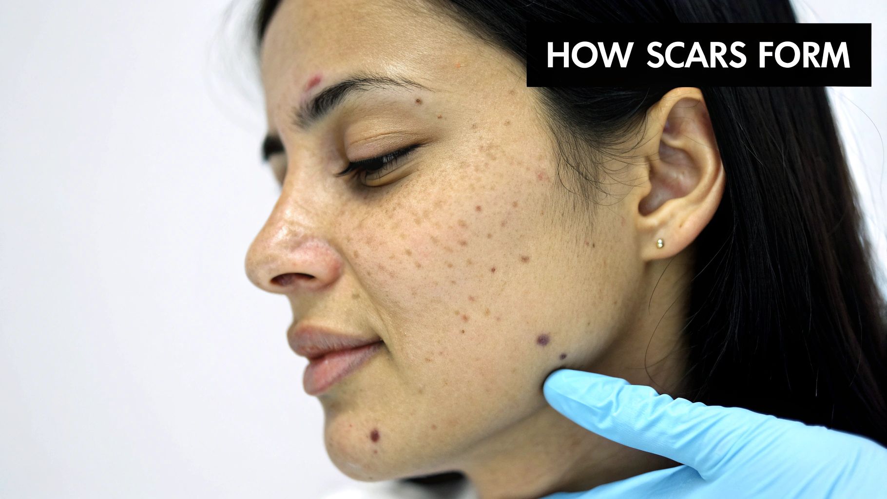 Diagram of acne scar formation