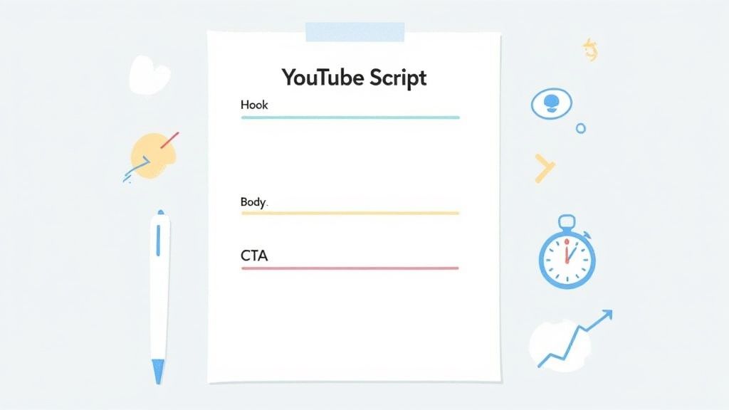 A person writing in a notebook, symbolizing the planning process for a YouTube video script.