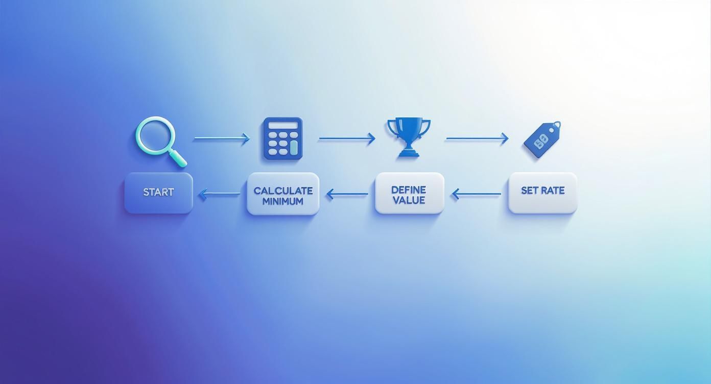 Flowchart illustrating the process of setting a rate, including calculating minimums and defining value.