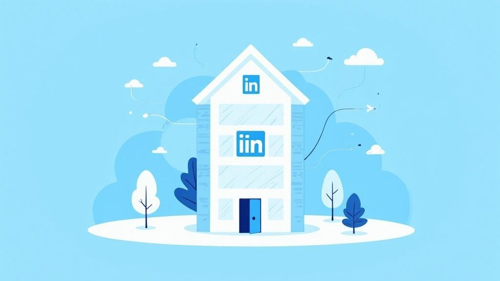 A person working on a laptop with the LinkedIn logo displayed on the screen.