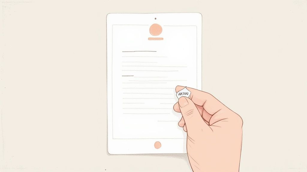 A close-up shot of a well-designed consulting proposal on a tablet, showcasing clean typography and branding.