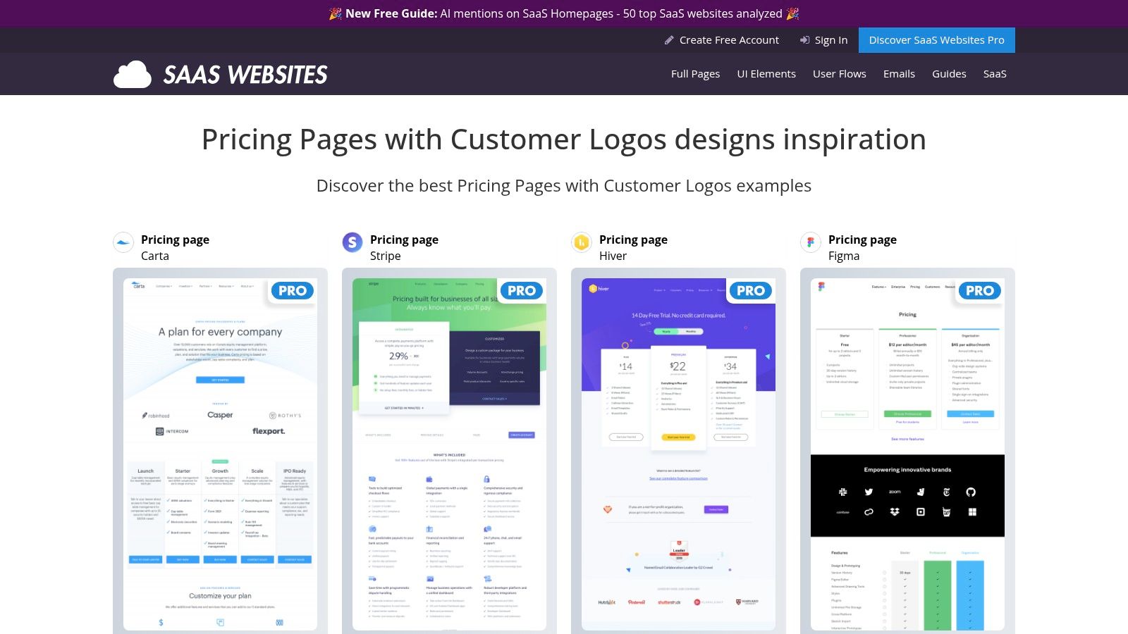 SaaS Websites – Pricing-page inspiration (with filters/tags)