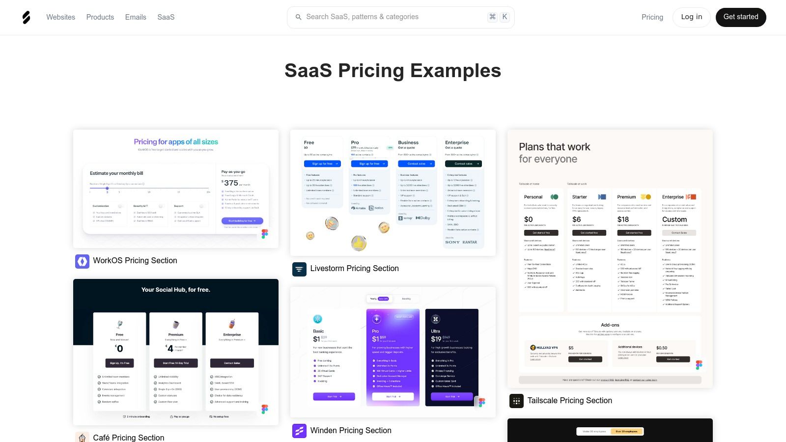 SaaSFrame – Pricing pattern library