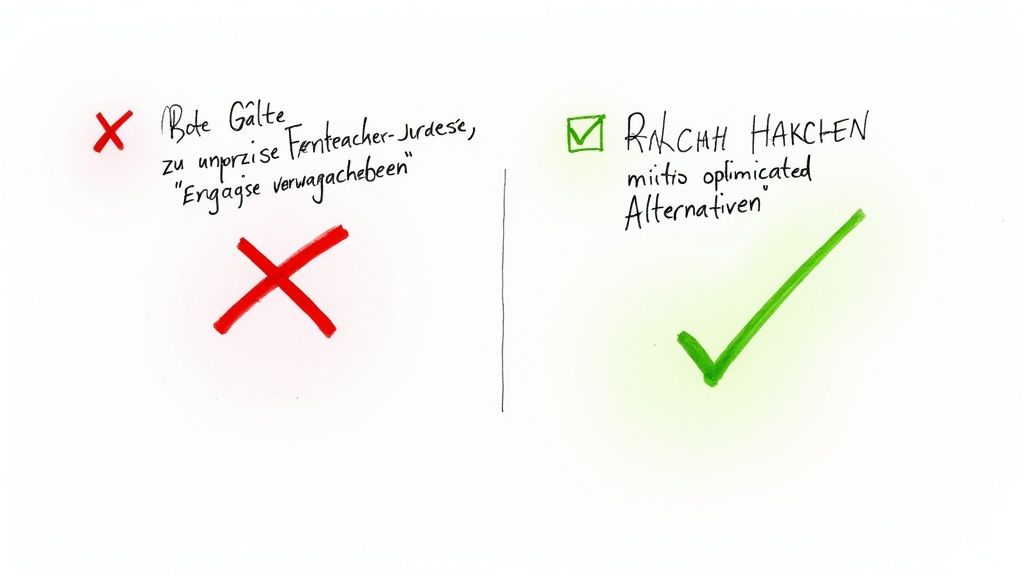 Eine Person markiert Fehler in einem gedruckten Dokument mit einem roten Stift.