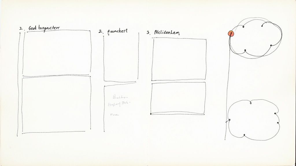 Ein detaillierter Zeitplan und methodische Skizzen auf einem Whiteboard, die die sorgfältige Planung einer Bachelorarbeit darstellen.