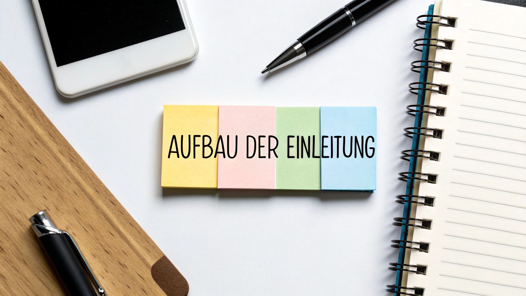 Bunte Haftnotizen auf einem Schreibtisch zeigen den 