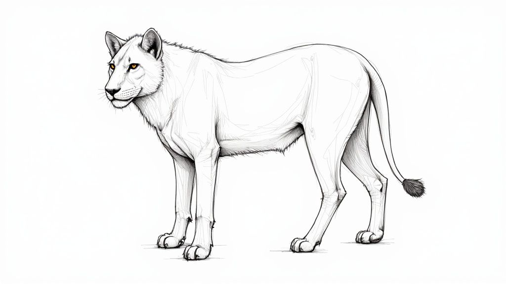 Eine Person sitzt vor einem Laptop und brainstormt Ideen auf einem Whiteboard, während KI-generierte Mindmaps und Gliederungsentwürfe auf dem Bildschirm angezeigt werden.