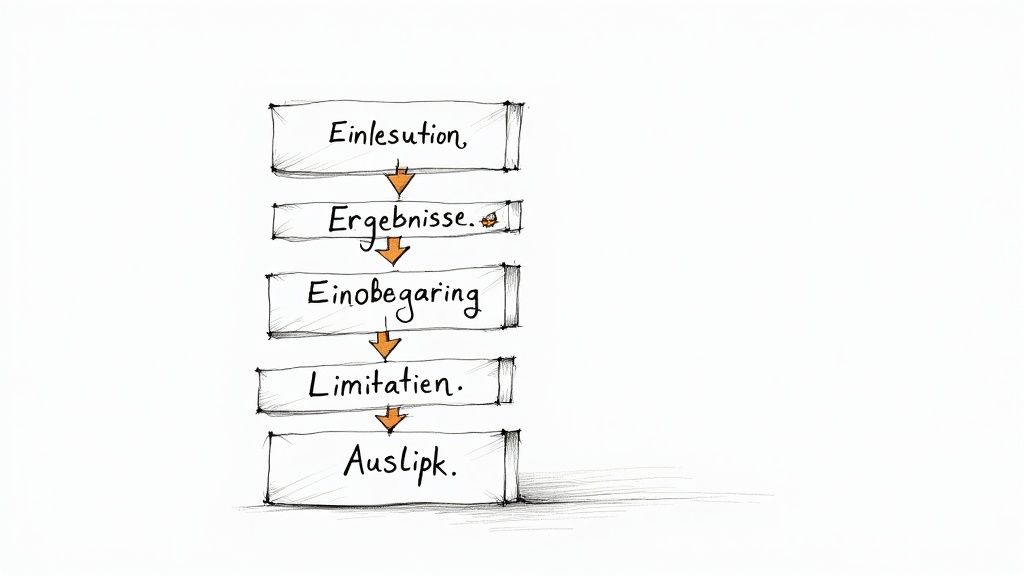 Eine Person skizziert eine strukturierte Mindmap auf einer Tafel, was den planvollen Aufbau eines Fazits symbolisiert