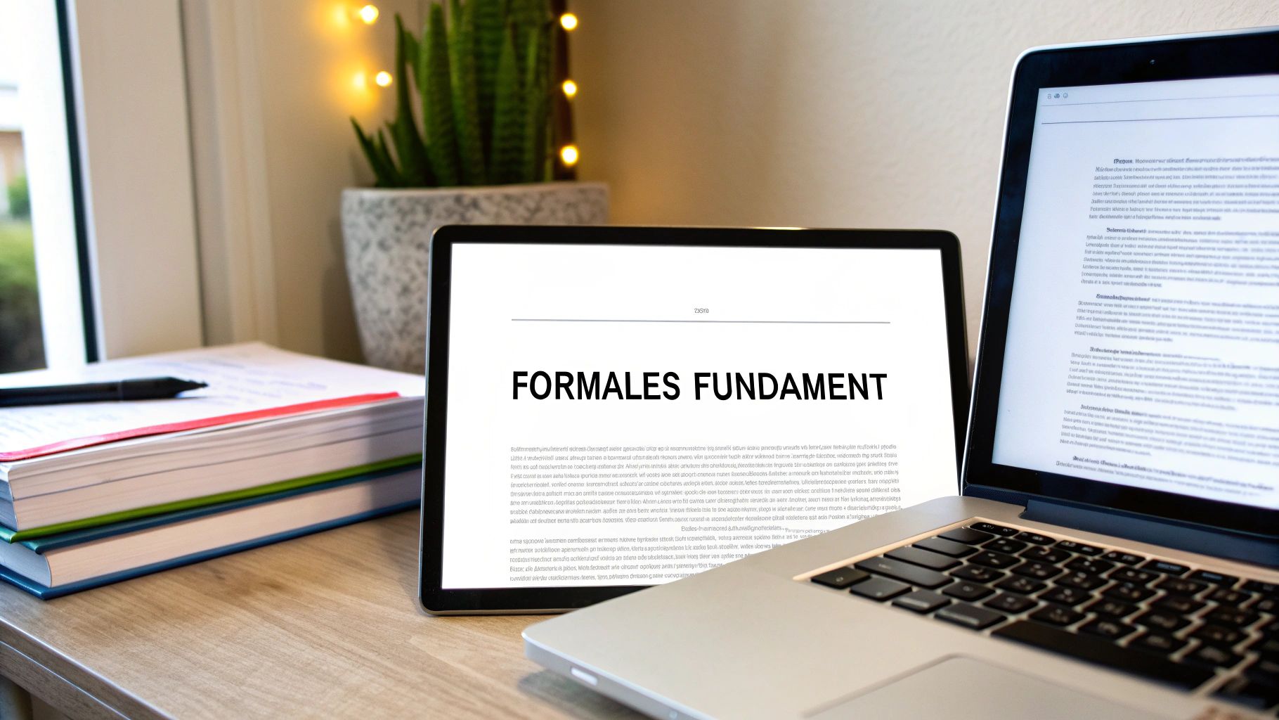 Arbeitsplatz mit Laptop, Tablet mit 