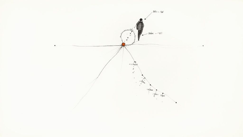 Eine Lupe vergrößert einen Teil eines Textes, was die Detailgenauigkeit bei der Formulierung einer Forschungsfrage symbolisiert.