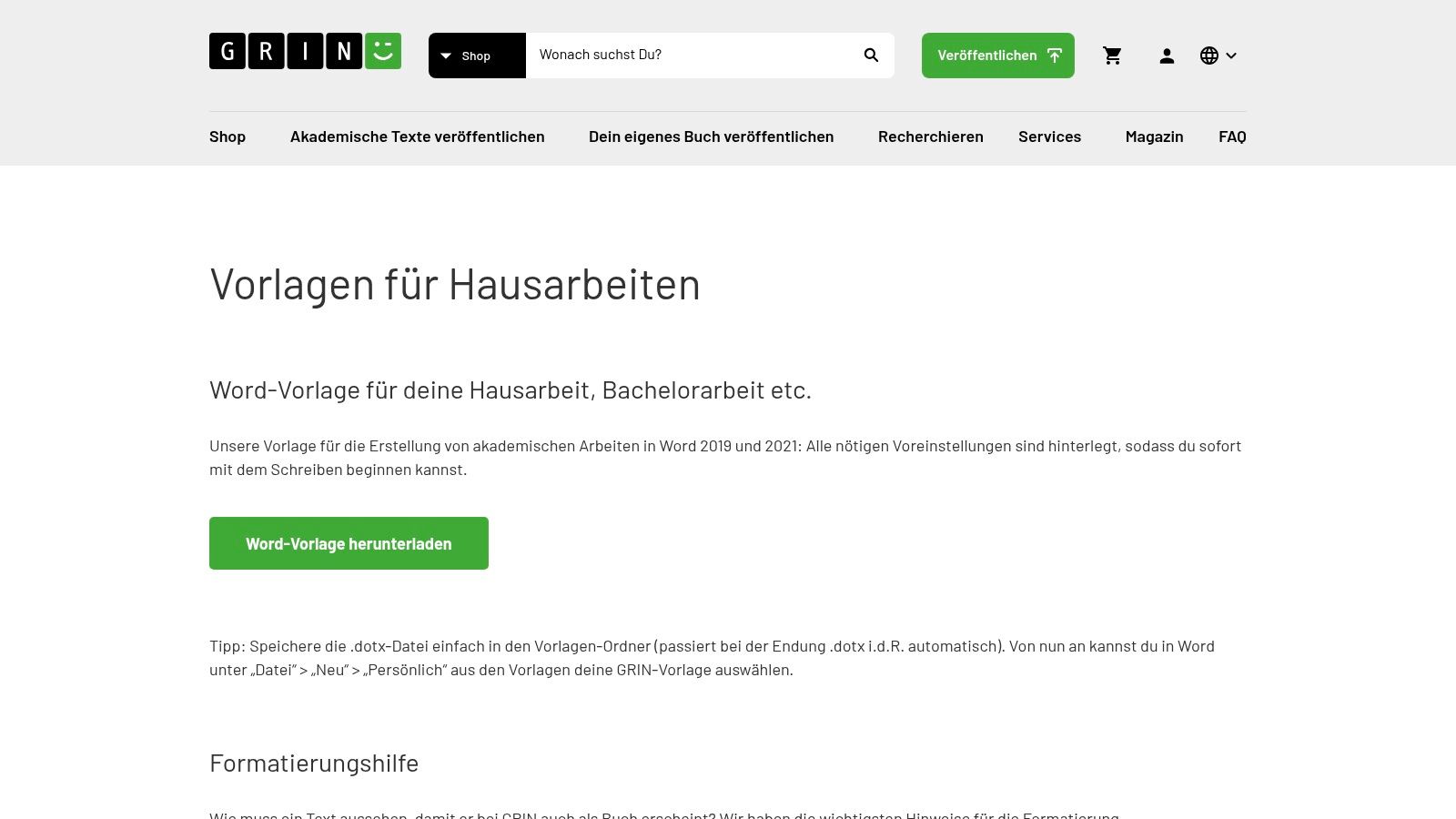 GRIN – Vorlagen und Beispielarbeiten (kaufbar)