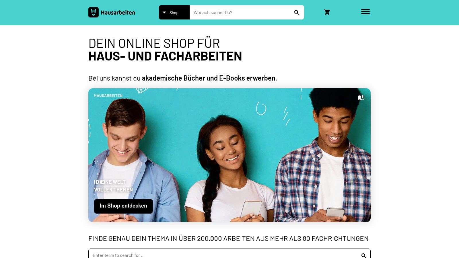 Studierende suchen auf Hausarbeiten.de nach Beispielen für wissenschaftliche Arbeiten