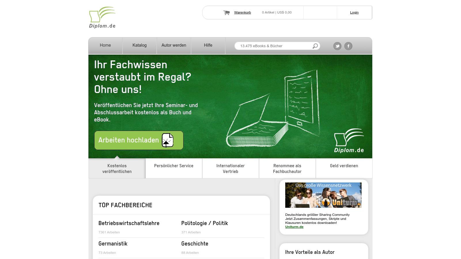 Digitale Veröffentlichung von wissenschaftlichen Arbeiten auf Diplom.de