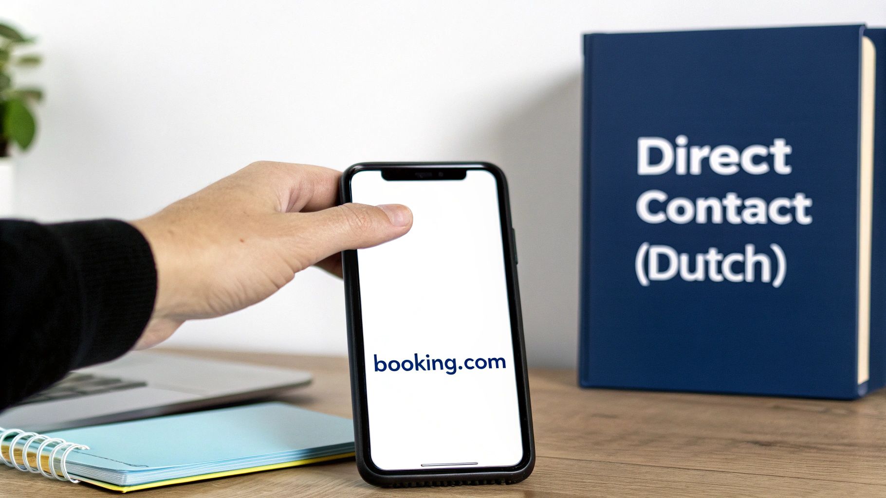 Vrouw die belt met de klantenservice van Booking.com