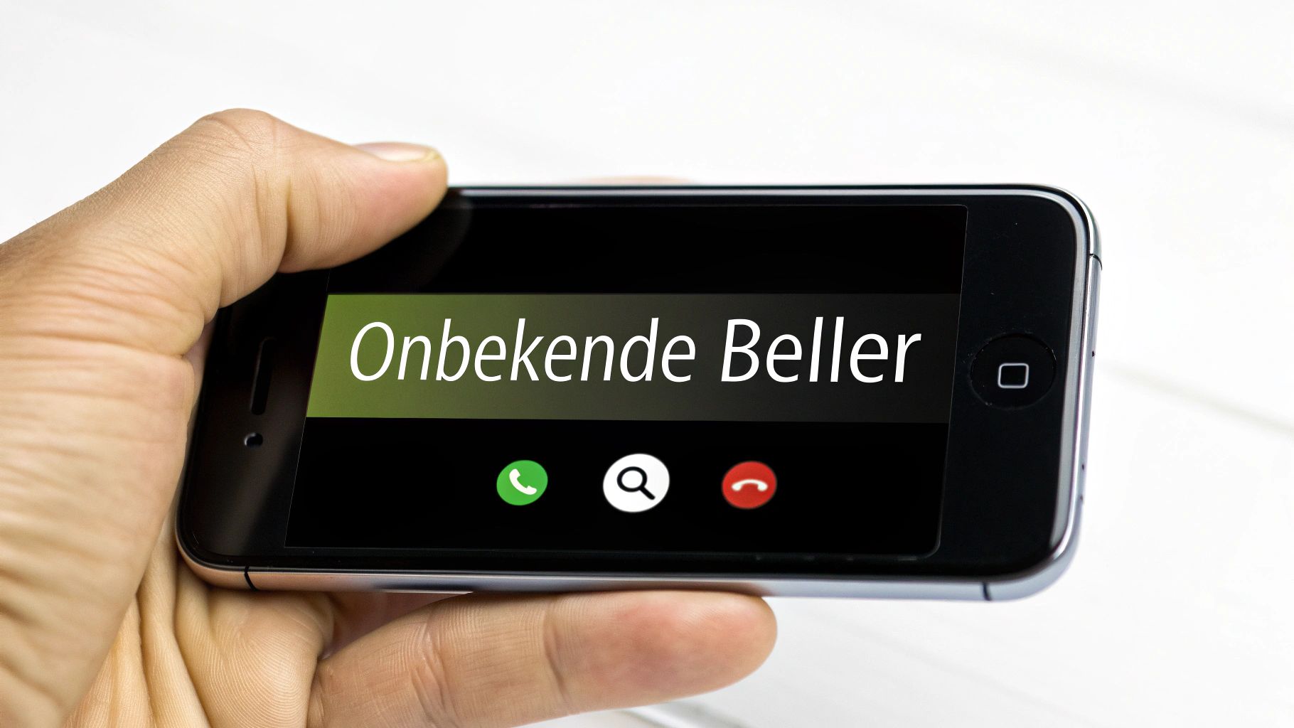 Een persoon die een telefoon vasthoudt met een klantenservice-icoon op het scherm