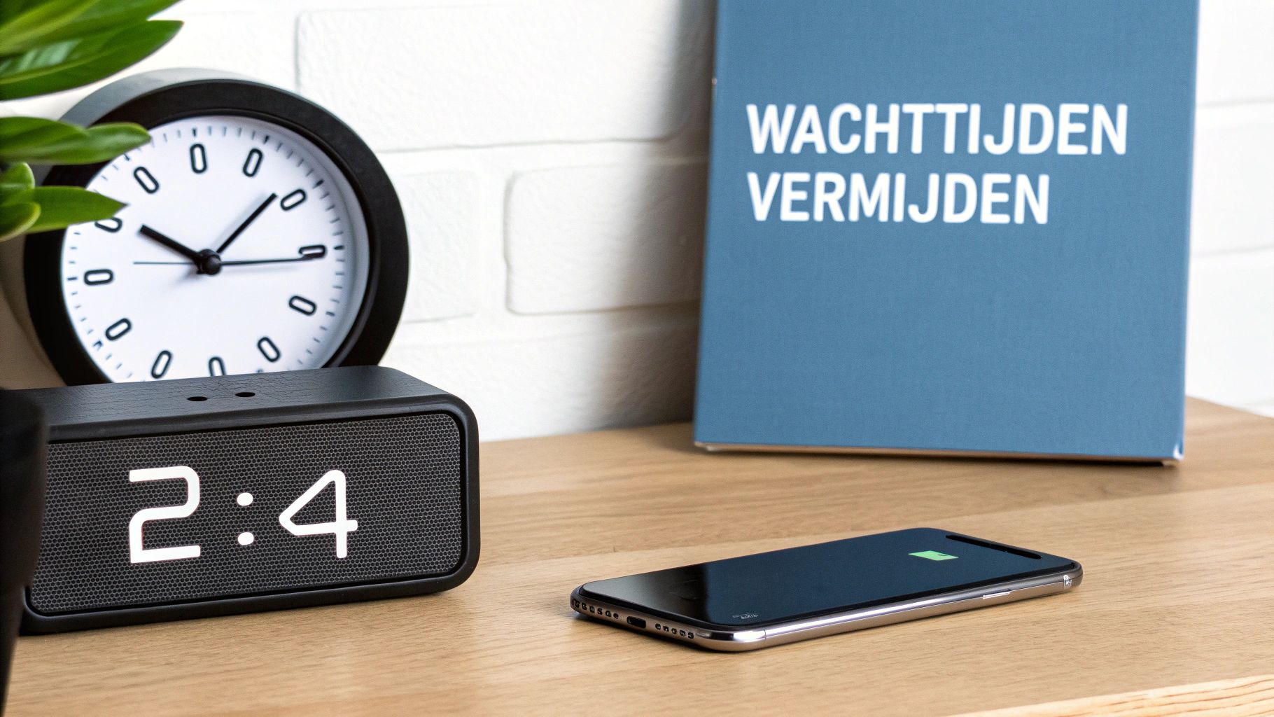 Een medewerker van de klantenservice met een headset op, druk aan het werk.