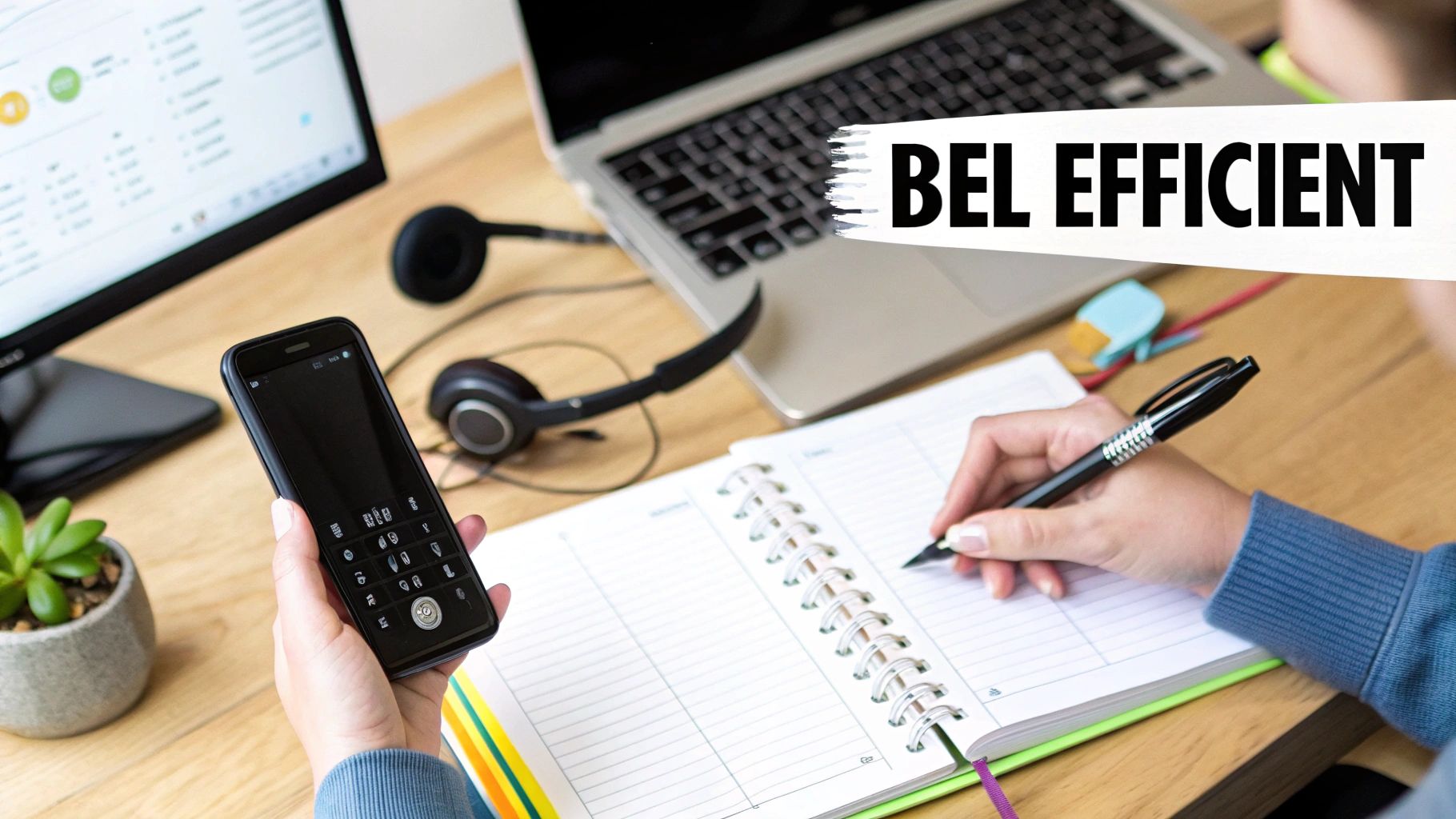 Een persoon houdt een telefoon vast om de klantenservice van Vitens te bellen.