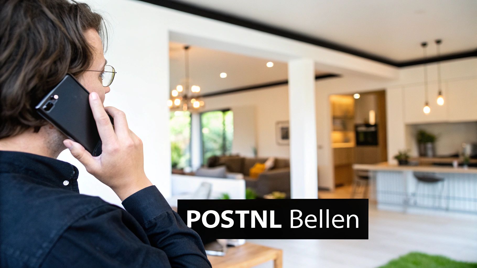 Een persoon die belt met de klantenservice van PostNL over een pakket