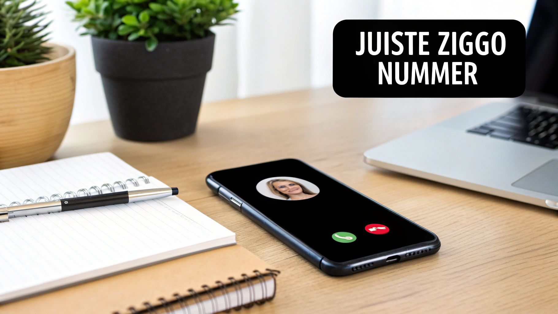 Laptop met de Ziggo website en een telefoon ernaast