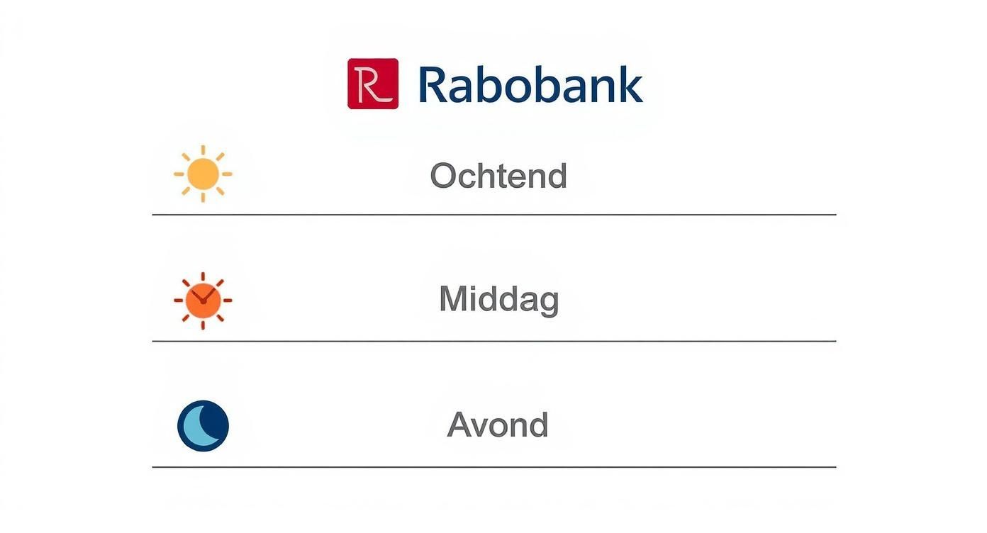 Infographic met beste beltijden voor Rabobank: ochtend, middag en avond