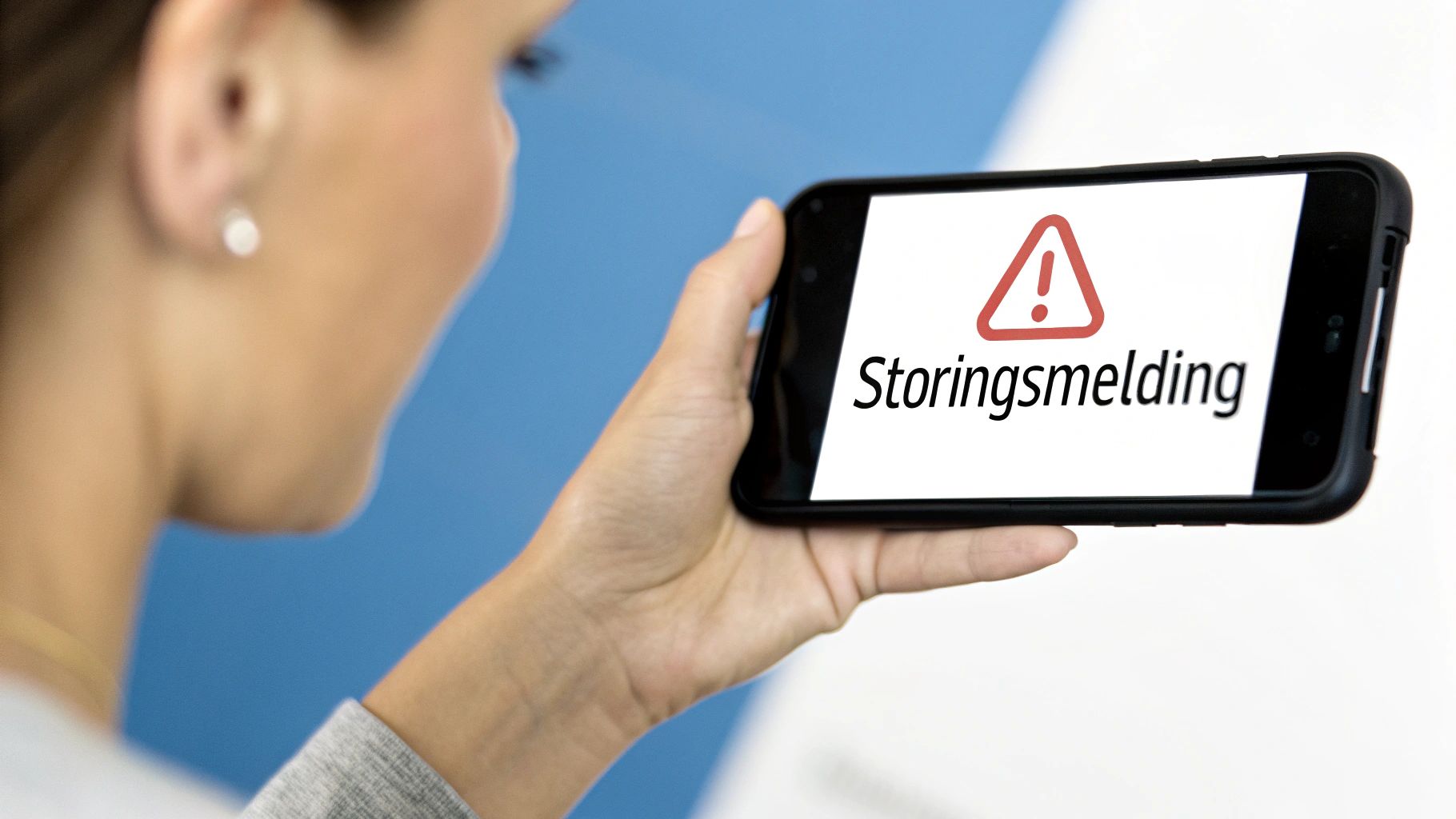 Een afbeelding die een netwerkstoring symboliseert, met rode waarschuwingssymbolen op een kaart.