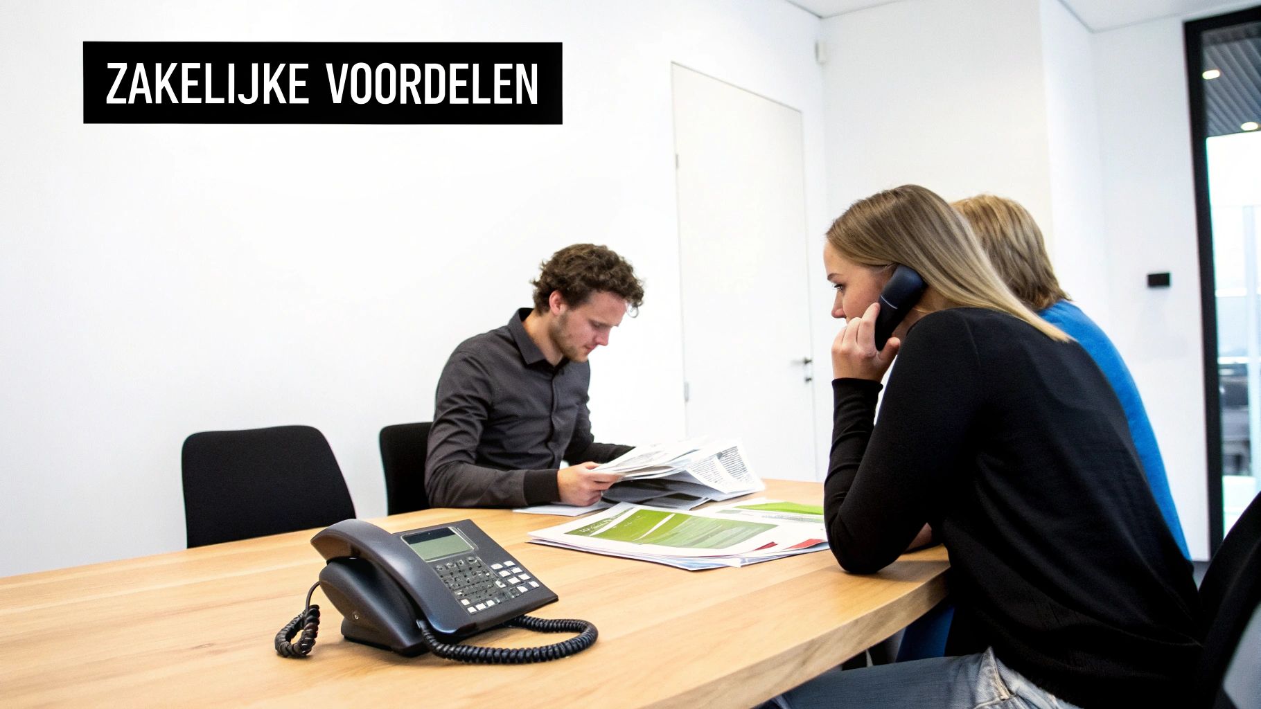 Een zakelijke professional analyseert de kosten van een 088-nummer op een tablet