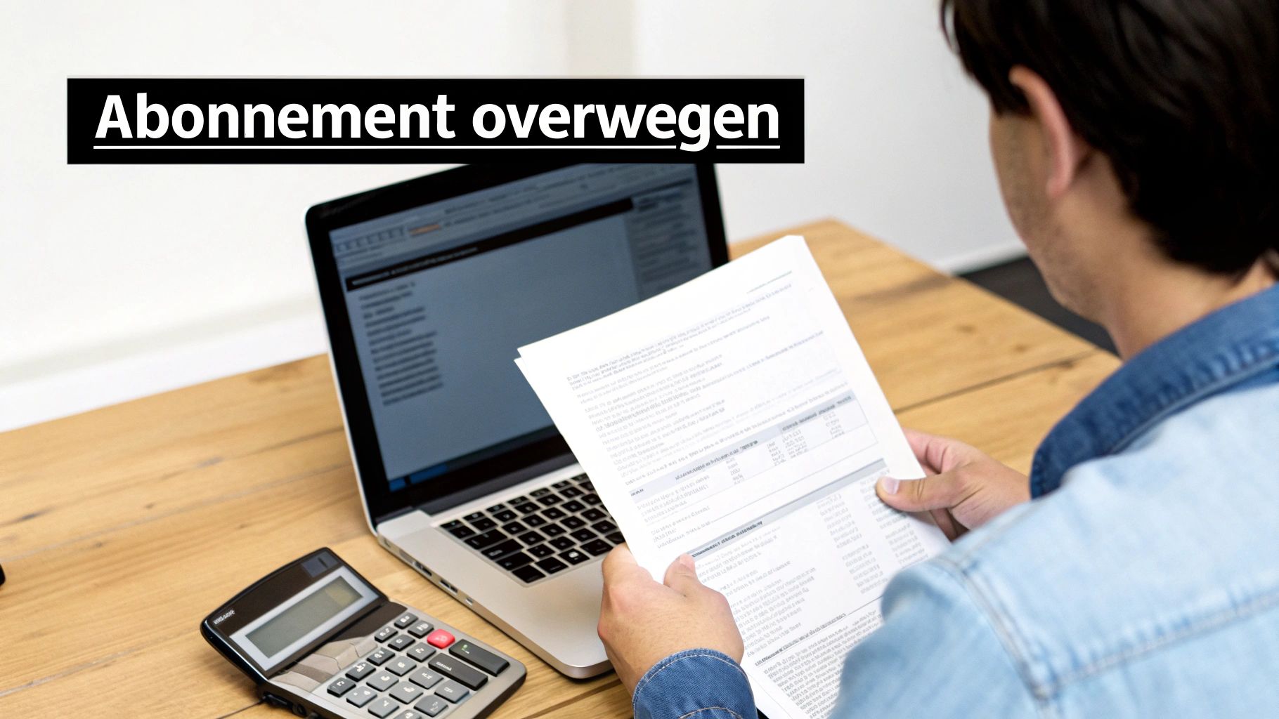 Een persoon bekijkt een factuur en denkt na over zijn Ziggo abonnement.