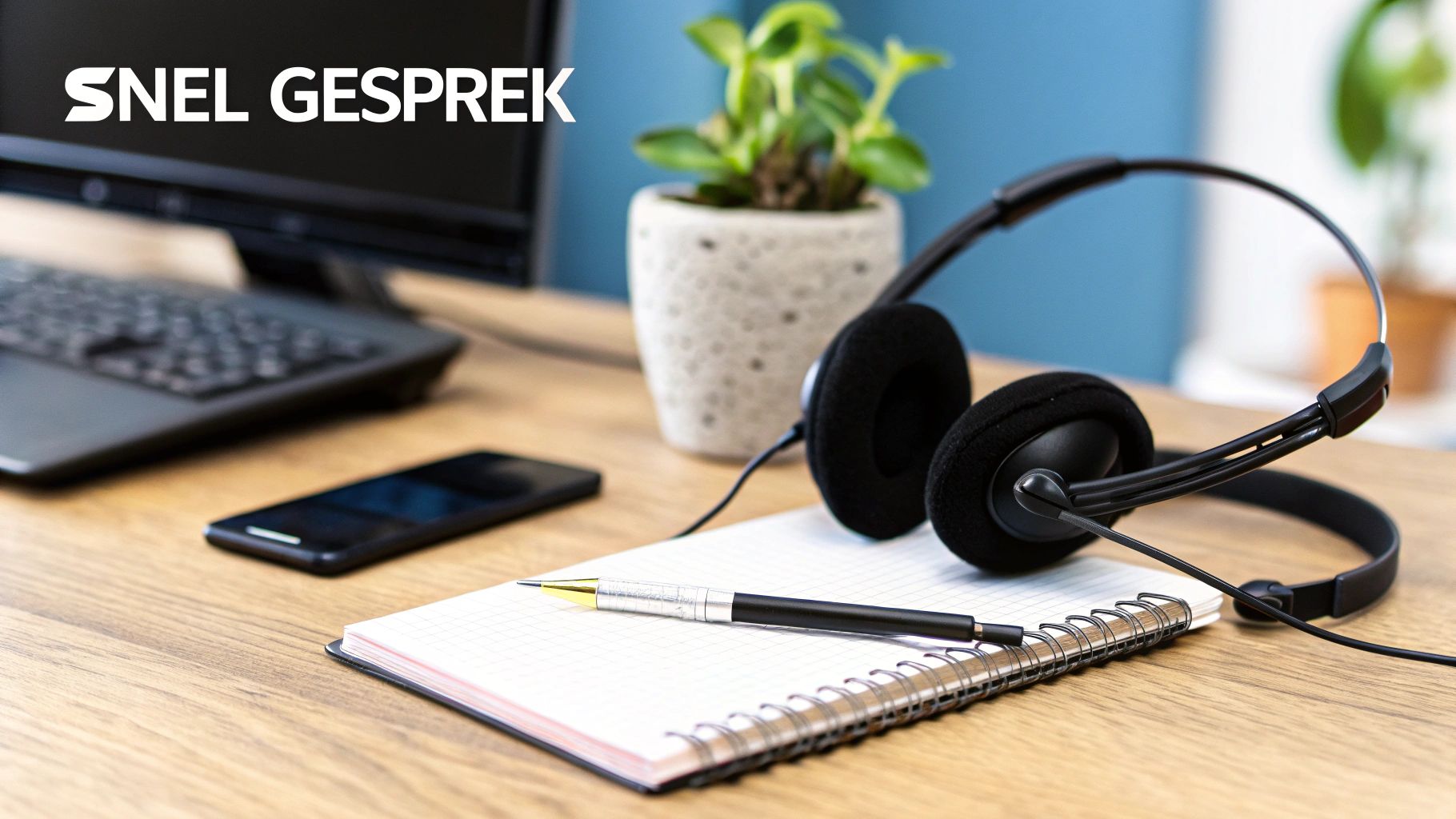 Een persoon die aantekeningen maakt tijdens een telefoongesprek met de klantenservice.