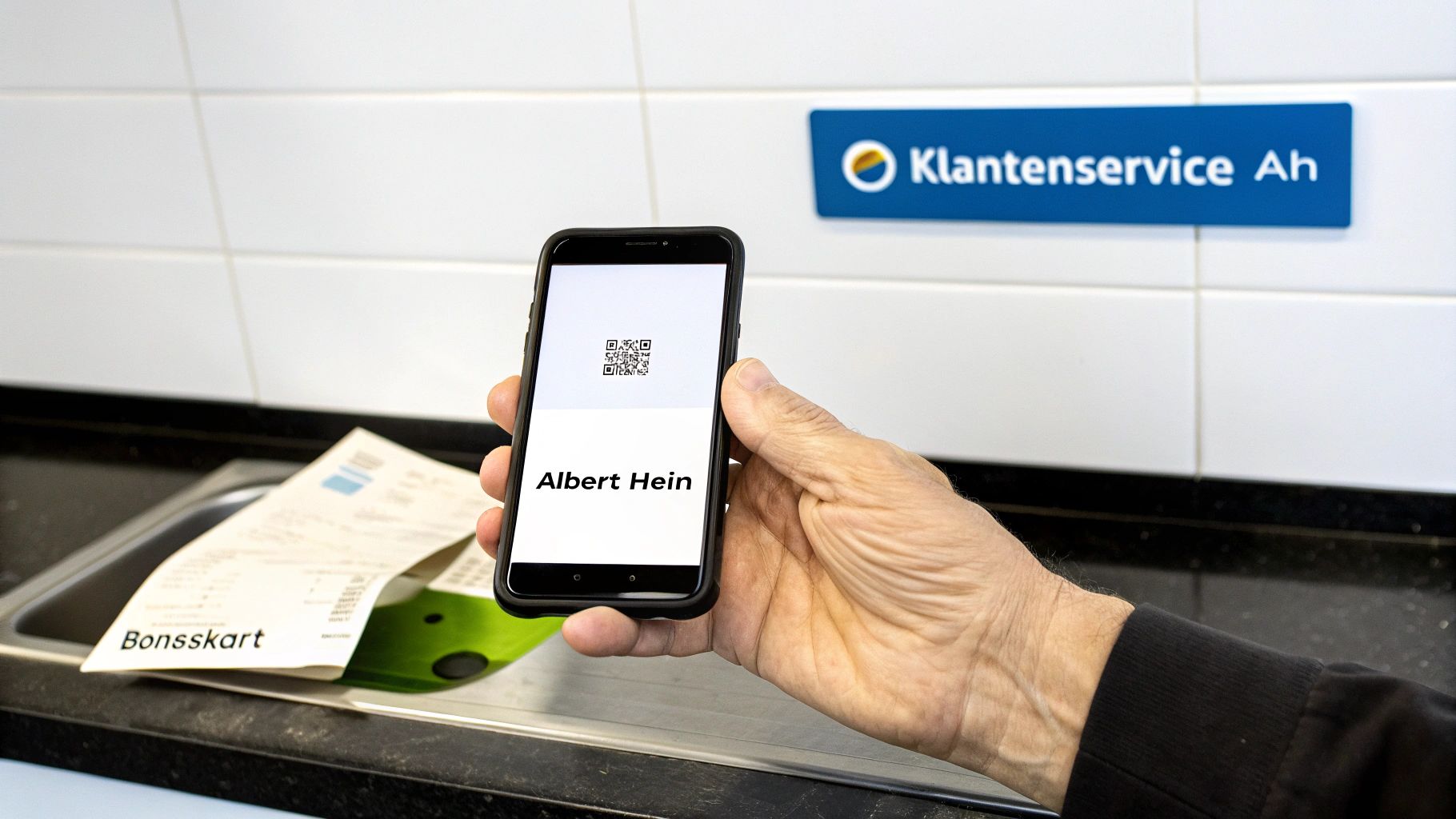 Een medewerker van de klantenservice met een headset op, klaar om vragen te beantwoorden.