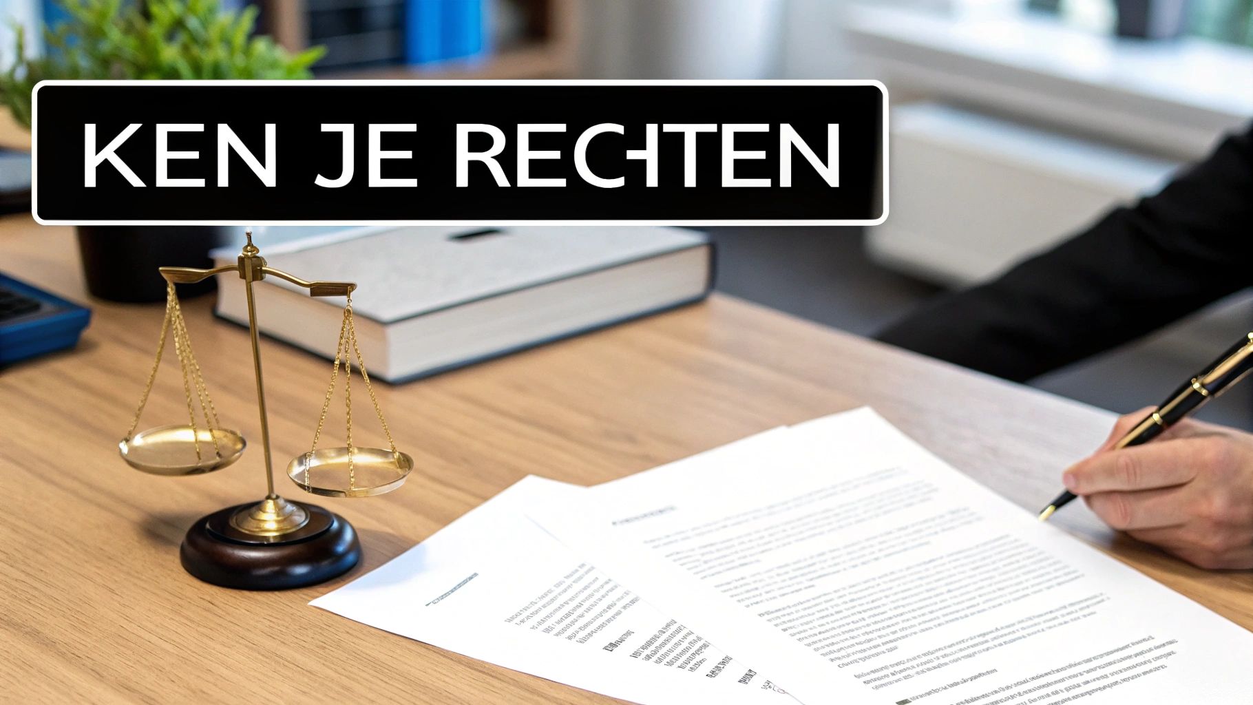 Een afbeelding die juridische documenten en een hamer toont