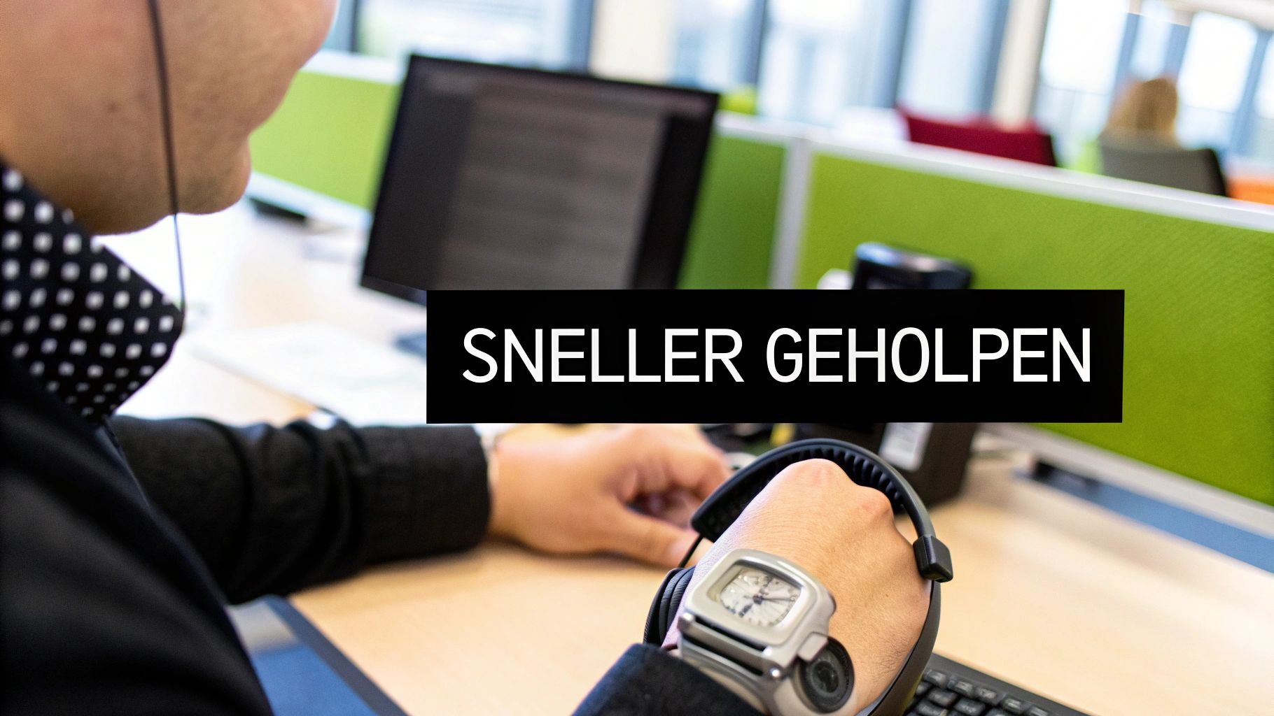 Een persoon die efficiënt belt met een checklist en een kop koffie.