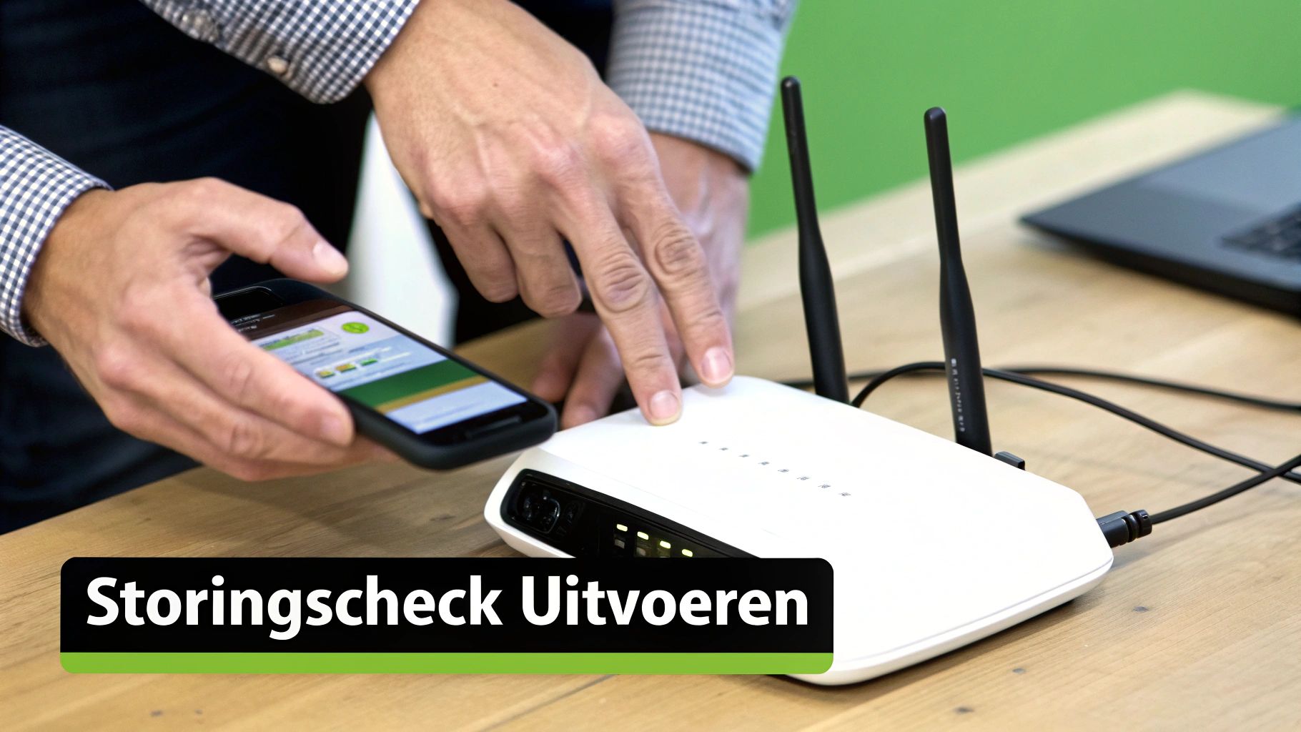 Een monteur die een modem van Ziggo repareert.