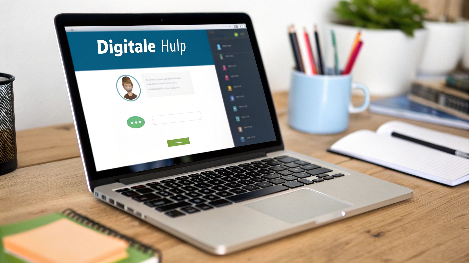 Een persoon gebruikt een laptop voor digitale klantenservice van Media Markt.