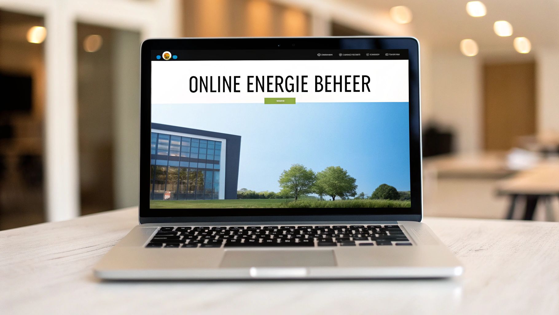 Een persoon die online energiezaken regelt op een laptop