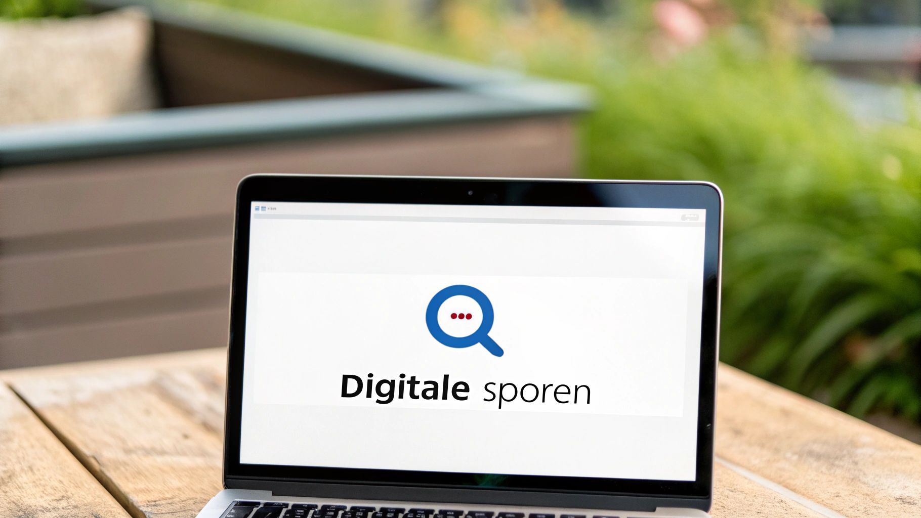 Een vergrootglas over een laptop om digitale sporen te vinden