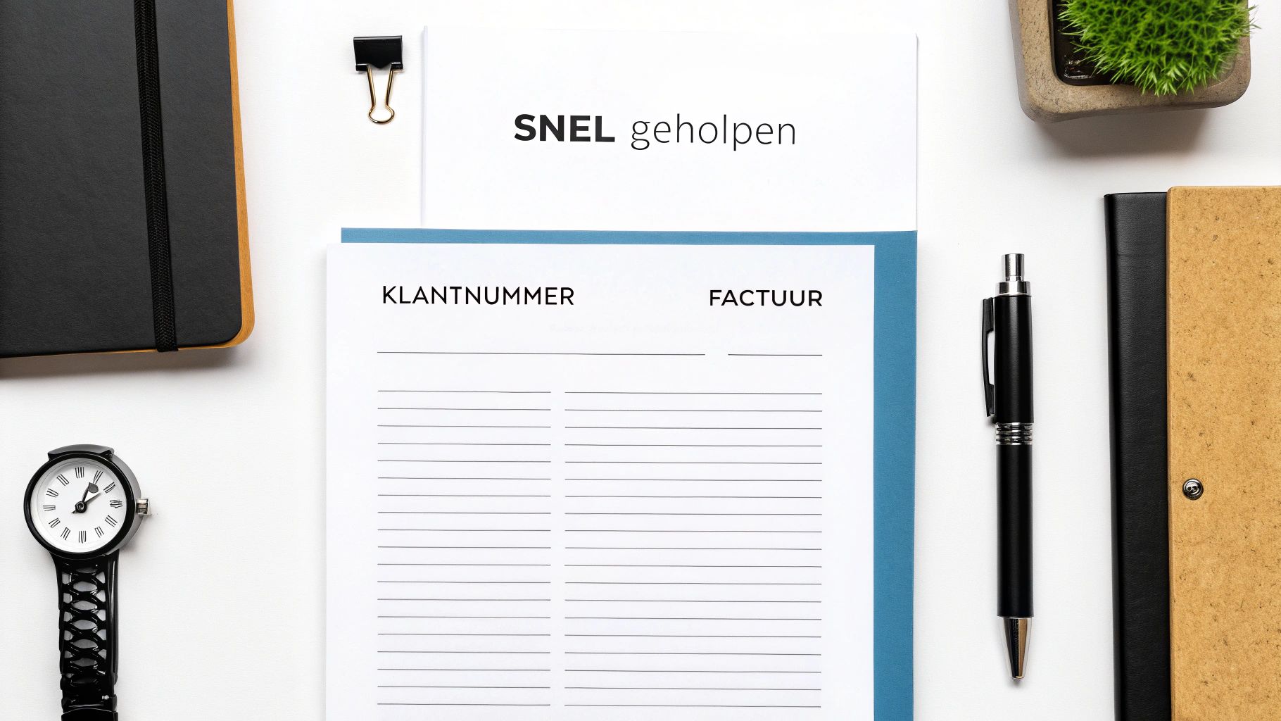 Een persoon die aantekeningen maakt terwijl hij belt met de klantenservice.