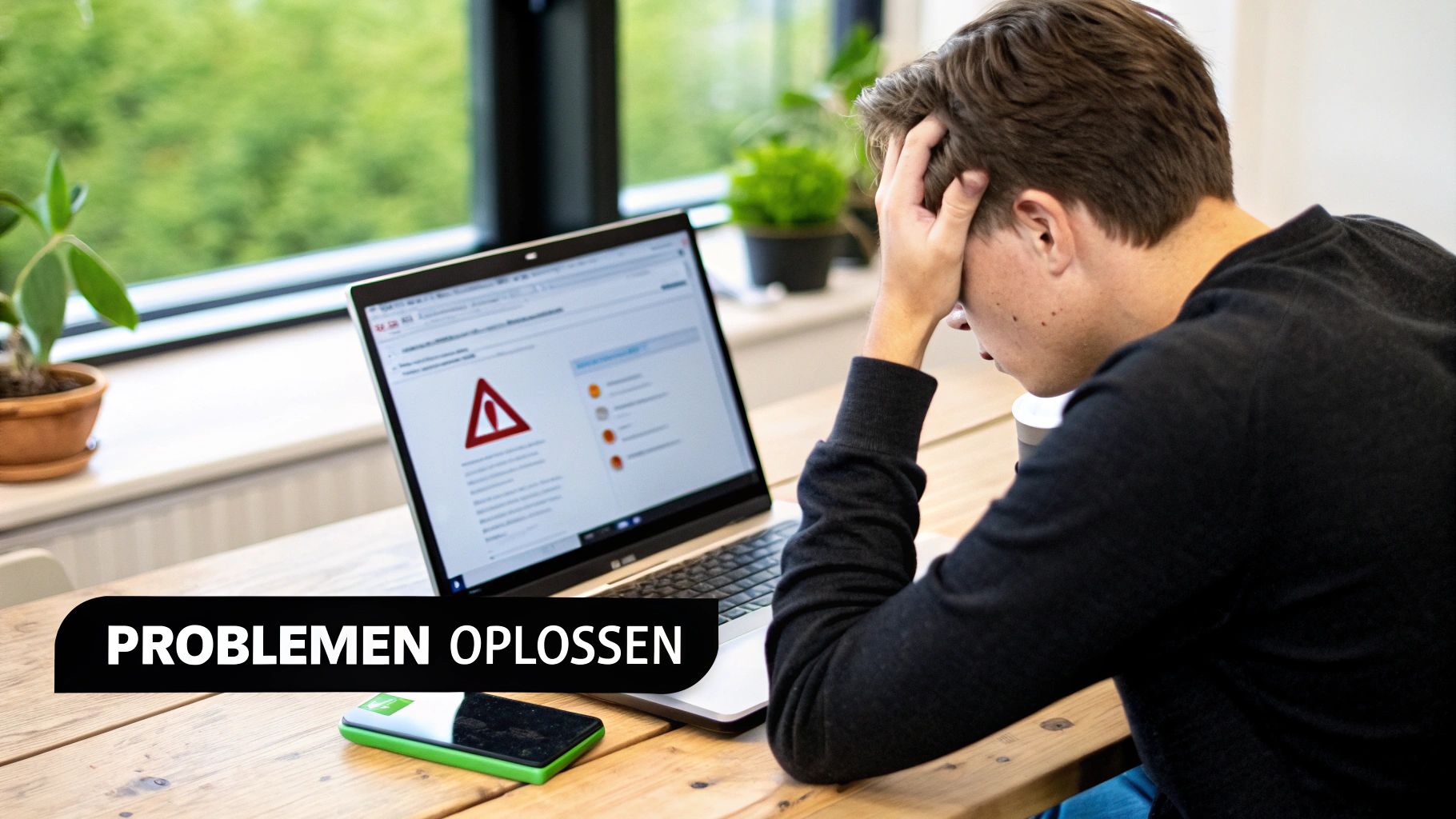 Een persoon die ontspannen op een laptop werkt, wat alternatieve manieren van contact zoeken symboliseert