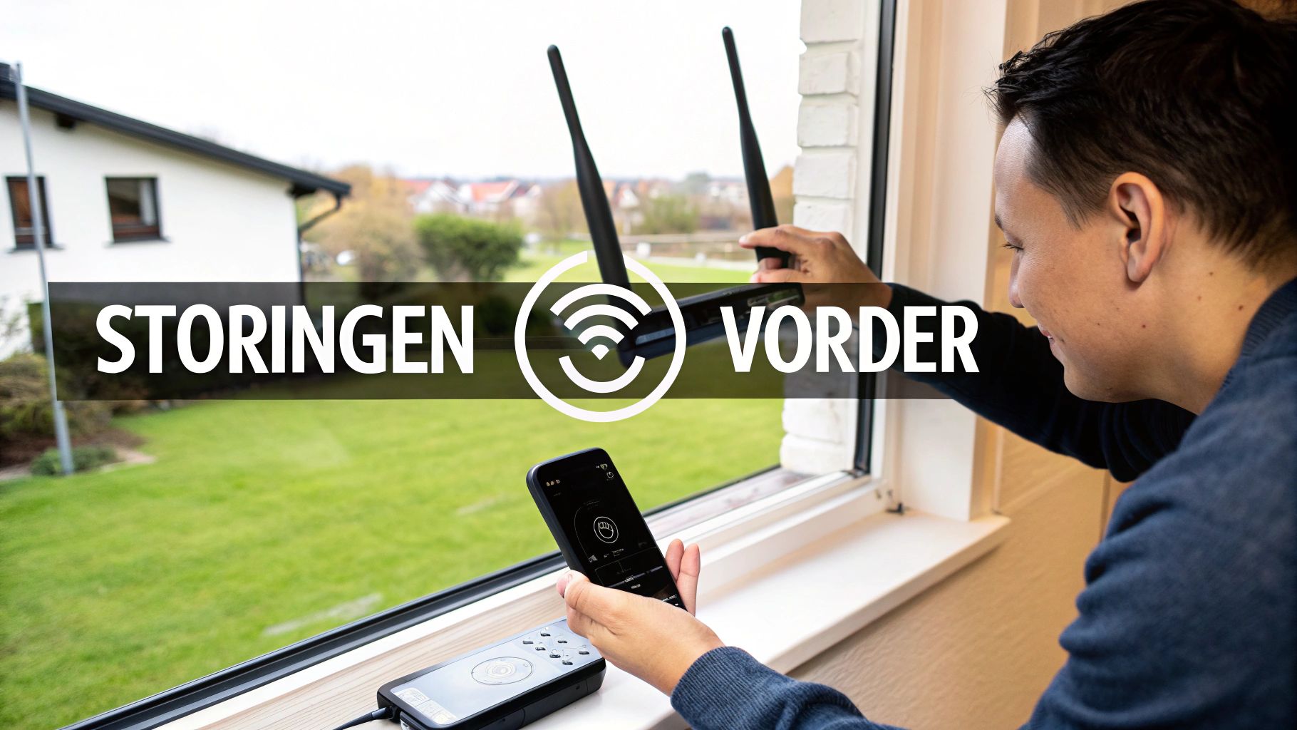 Een buitenantenne voor Digitenne gemonteerd op het dak van een huis.
