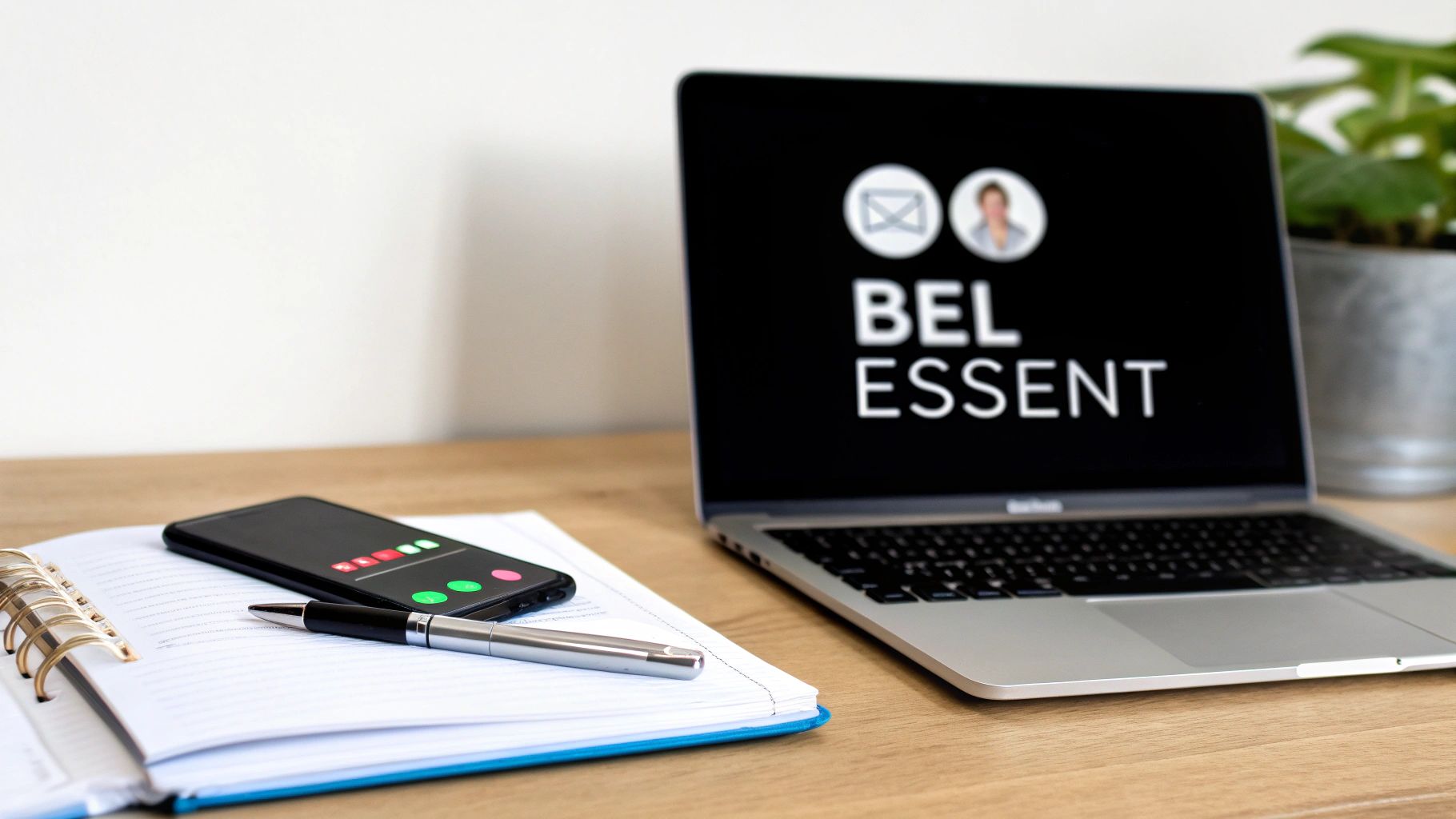 Een persoon die de klantenservice van Essent belt met een smartphone